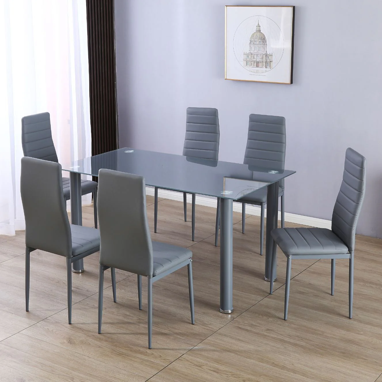 Mesa de Cristal Templado + 6 Sillas Polipiel. Comedor o Cocina - Image 6
