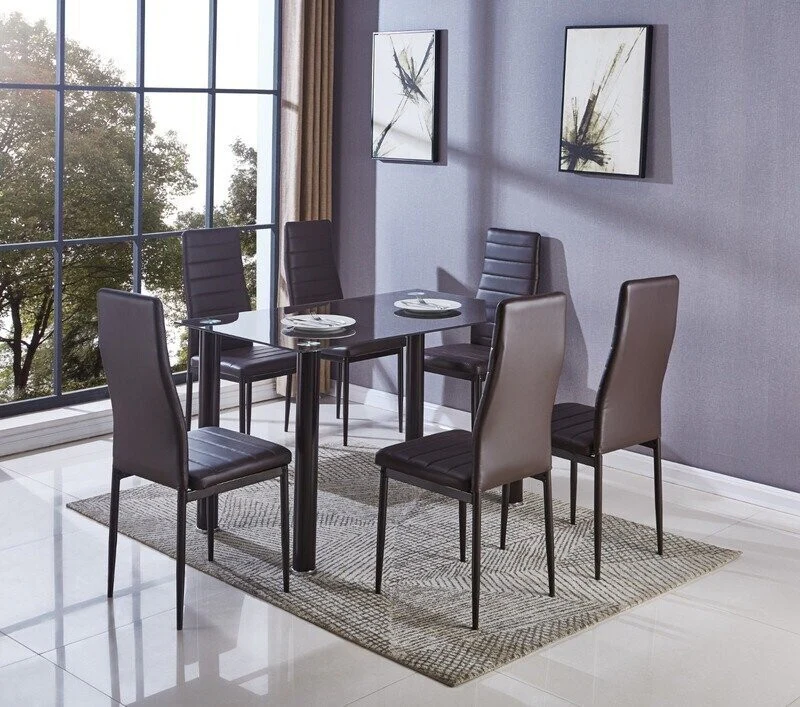 Mesa de Cristal Templado + 6 Sillas Polipiel. Comedor o Cocina - Image 7