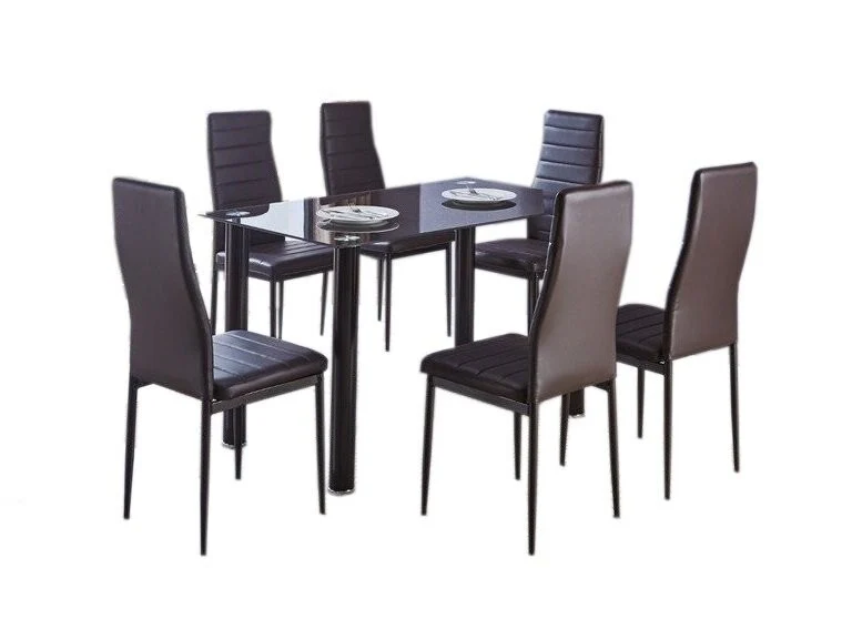 Mesa de Cristal Templado + 6 Sillas Polipiel. Comedor o Cocina - Image 9