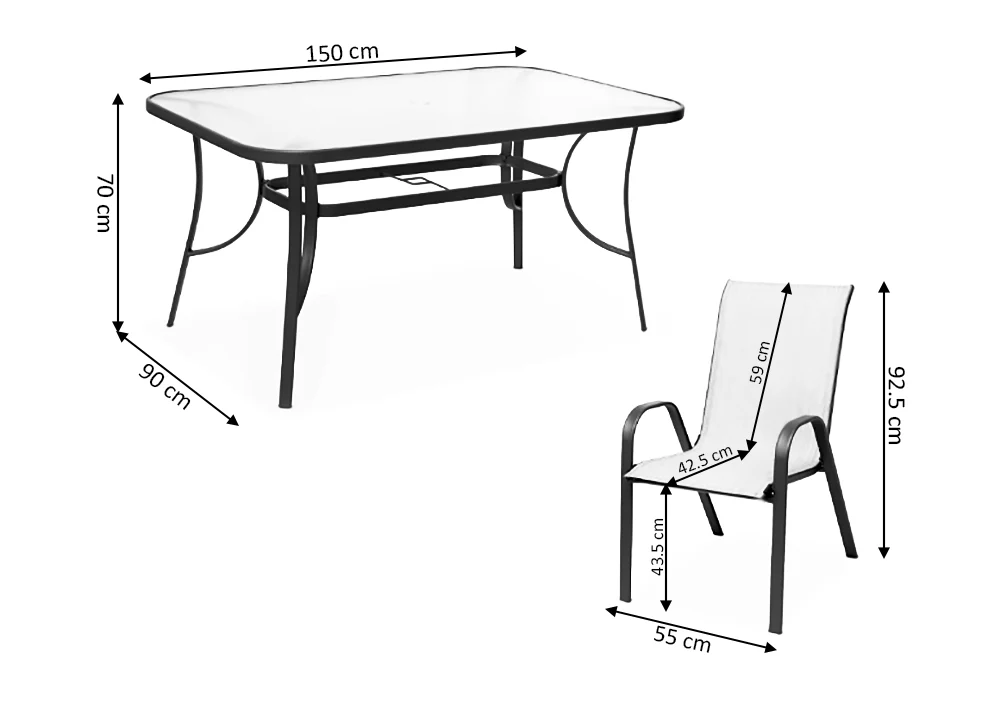 Mesa de Cristal Templado HC + 6 Sillas. Muebles de Jardin y Terraza - Image 3