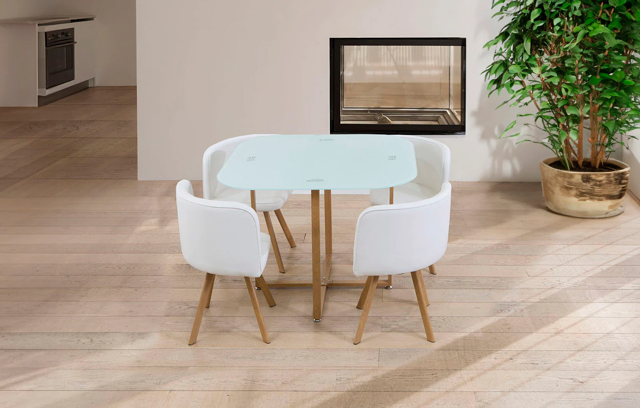 Mesa de Cristal Templado Teka + 4 Sillas. Comedor o Cocina - Image 2