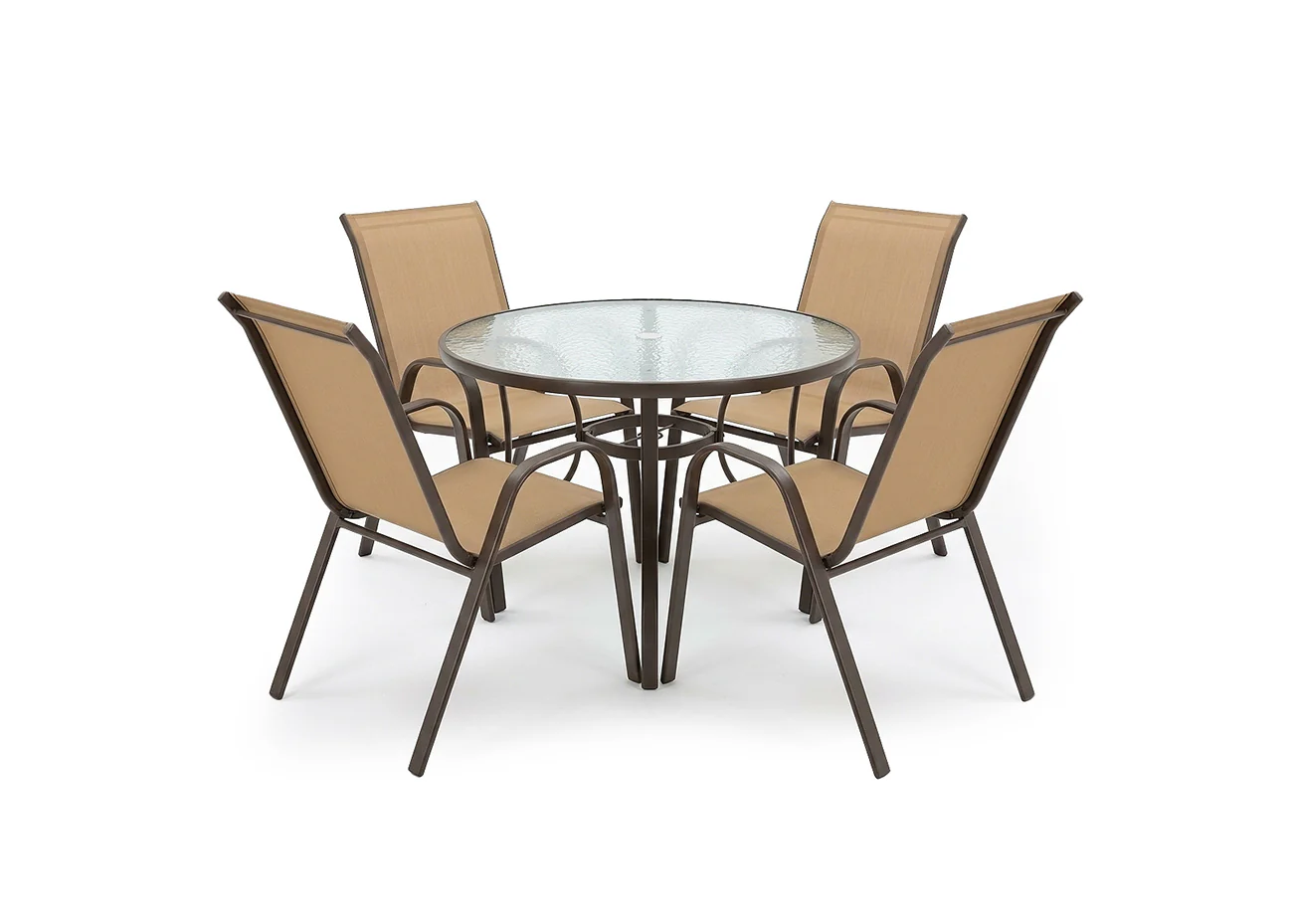 Mesa Redonda de Cristal Templado + 4 Sillas. Muebles de Jardin y Terraza - Image 2