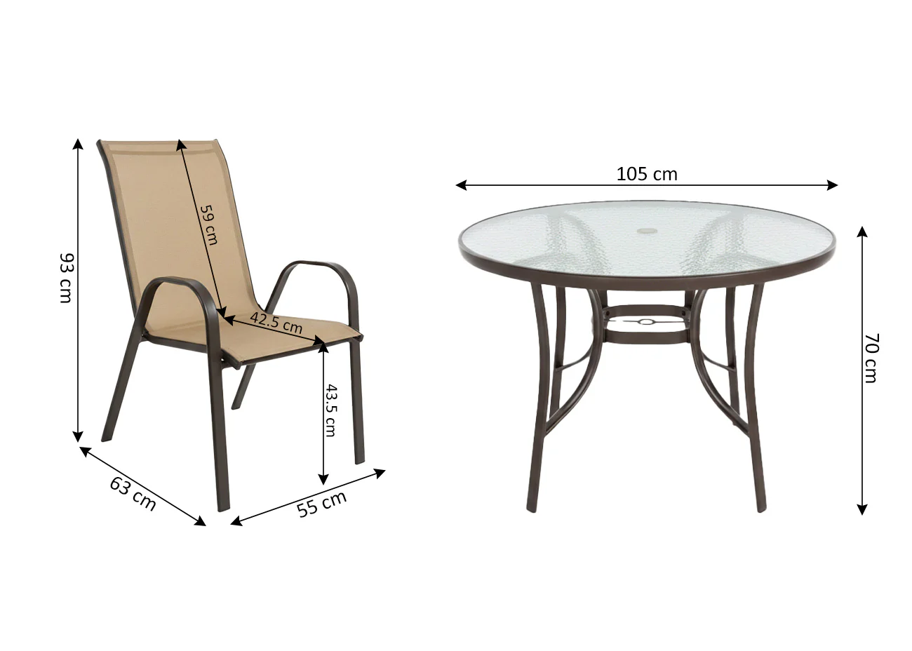 Mesa Redonda de Cristal Templado + 4 Sillas. Muebles de Jardin y Terraza - Image 3