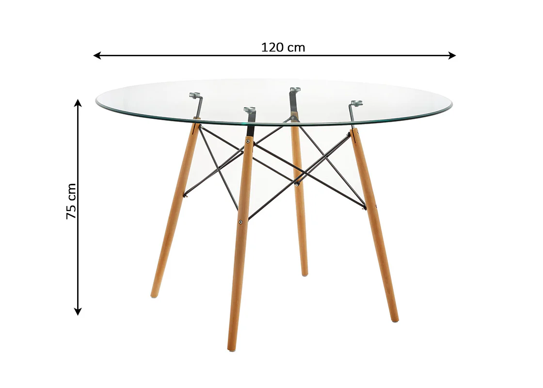 Mesa Redonda de Cristal Templado Tower 120cm. Comedor o Cocina - Image 3