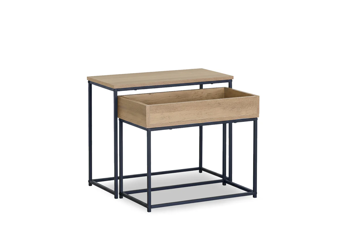 Mesita Auxiliar en Madera y Metal, Estilo Industrial Nancy - Image 2