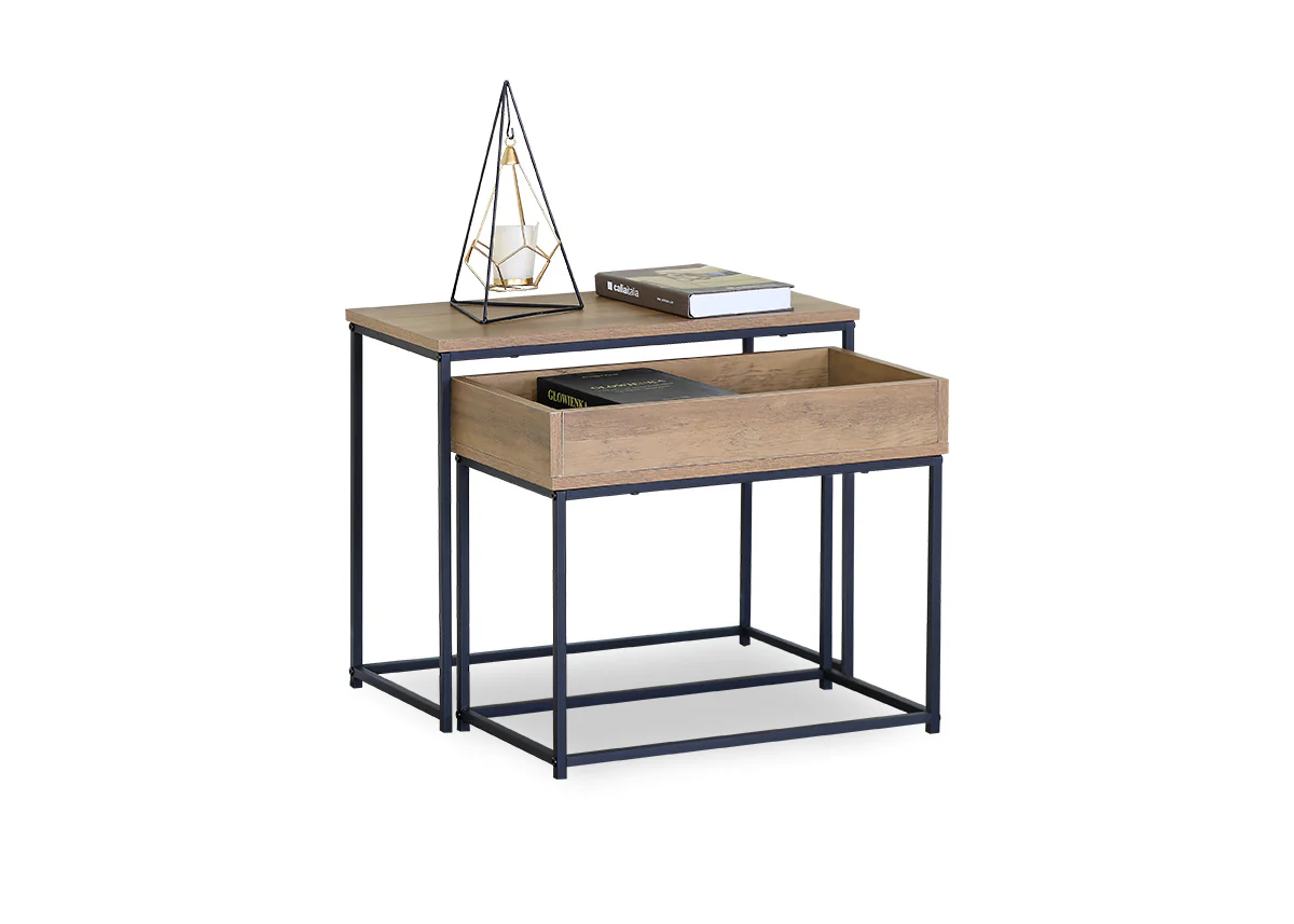 Mesita Auxiliar en Madera y Metal, Estilo Industrial Nancy - Image 4