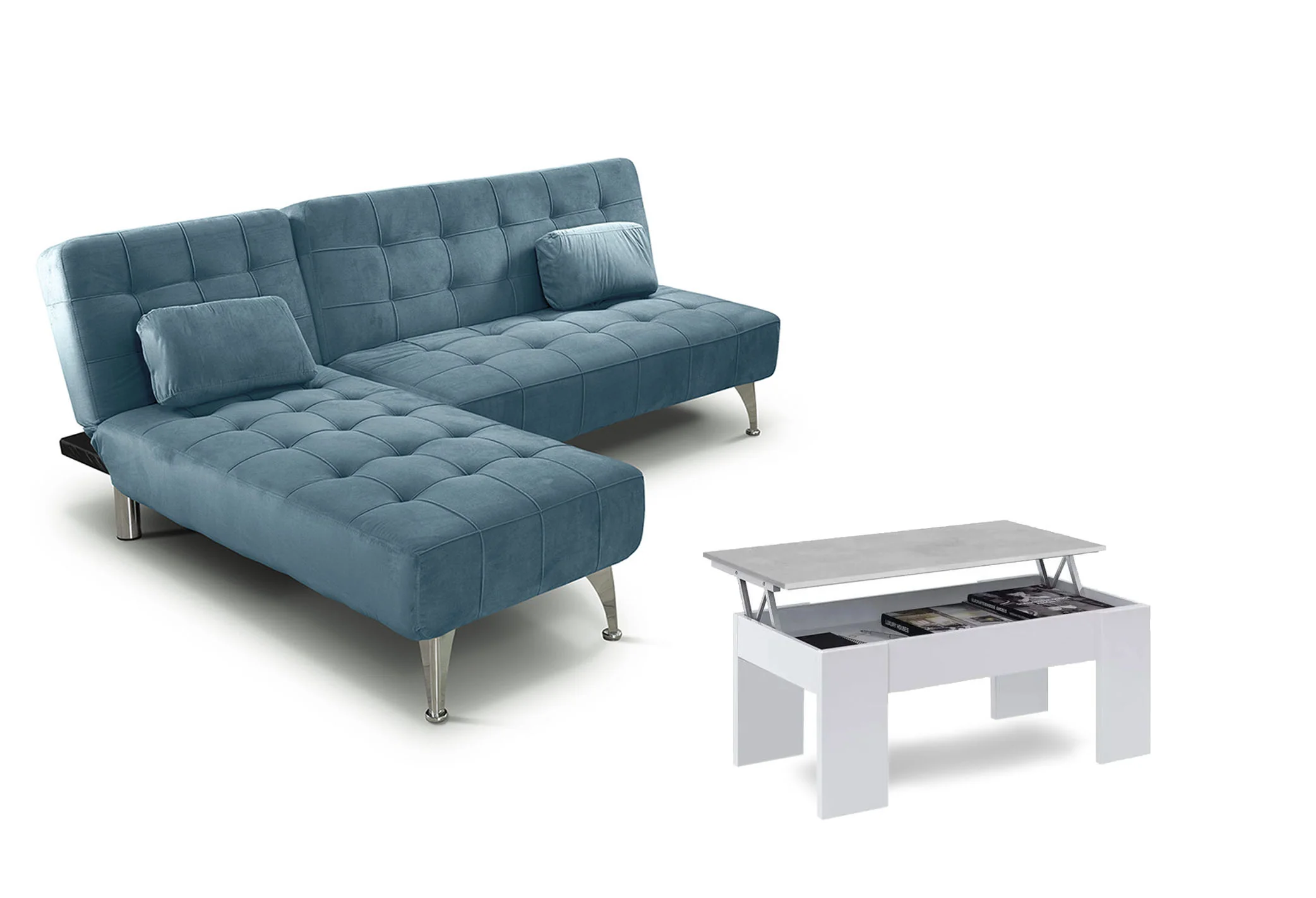 Oferta: Sofa Cama Chaise Longue XS + Mesa de Centro Elevable - Image 10