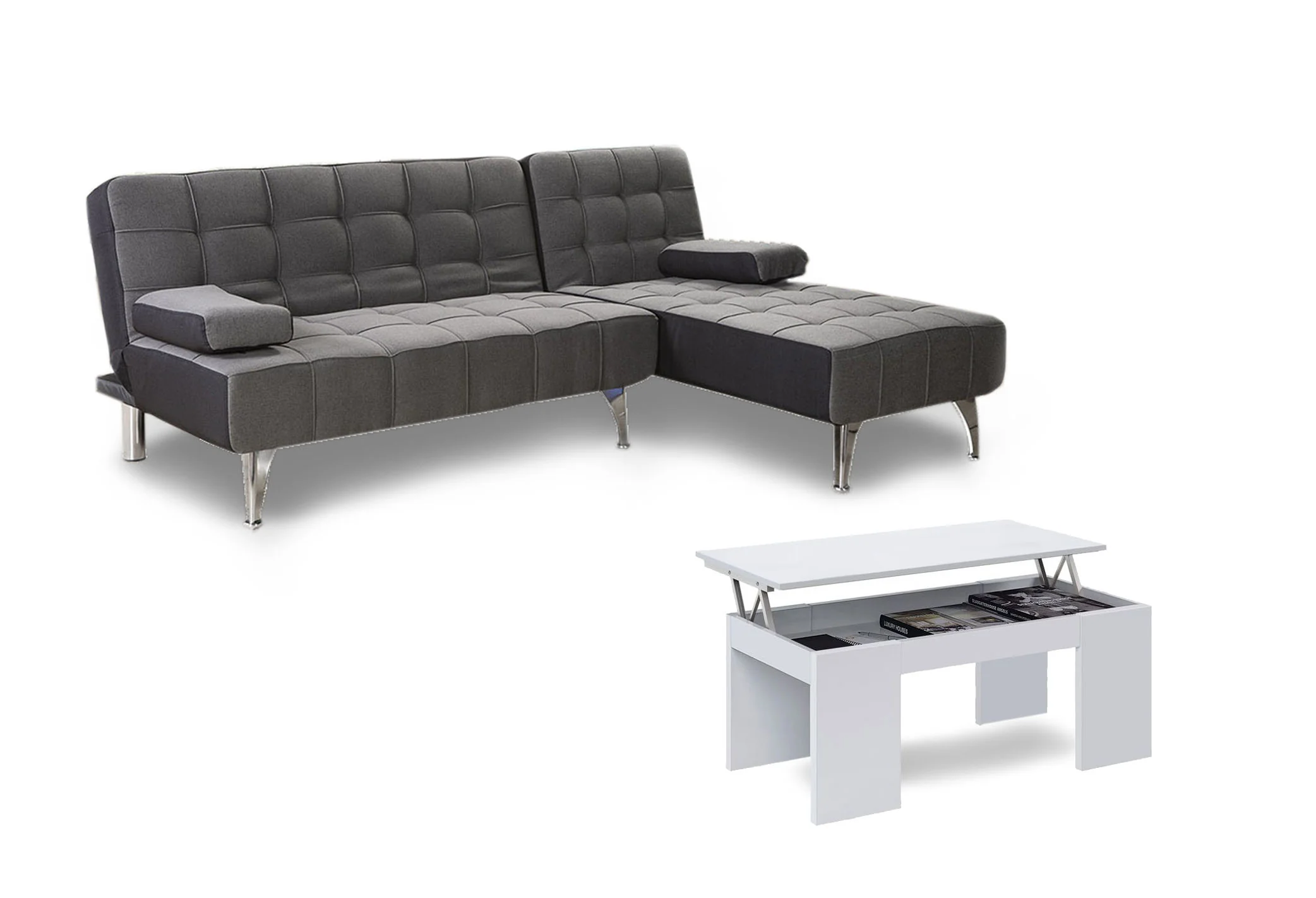 Oferta: Sofa Cama Chaise Longue XS + Mesa de Centro Elevable - Image 12