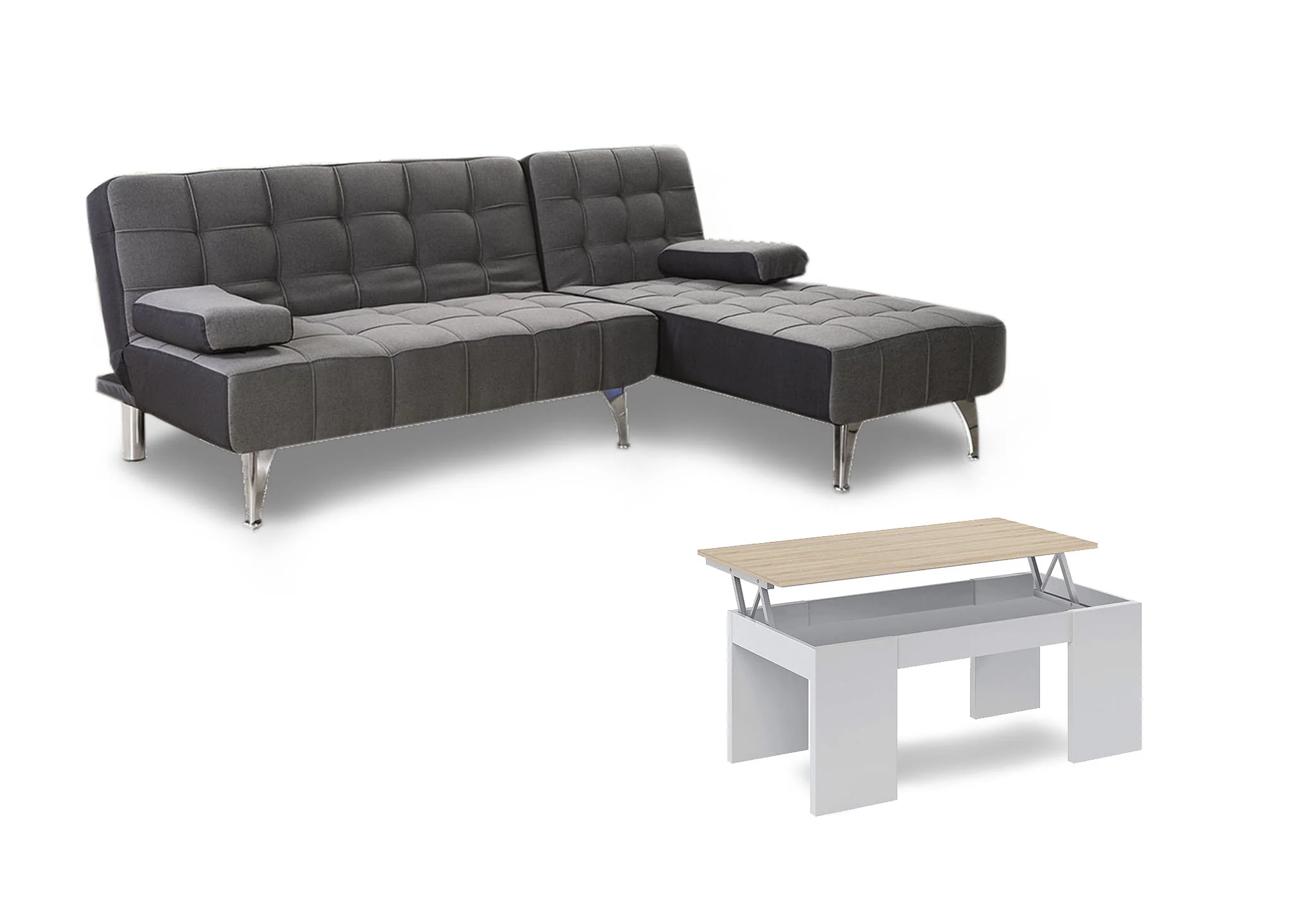 Oferta: Sofa Cama Chaise Longue XS + Mesa de Centro Elevable - Image 13