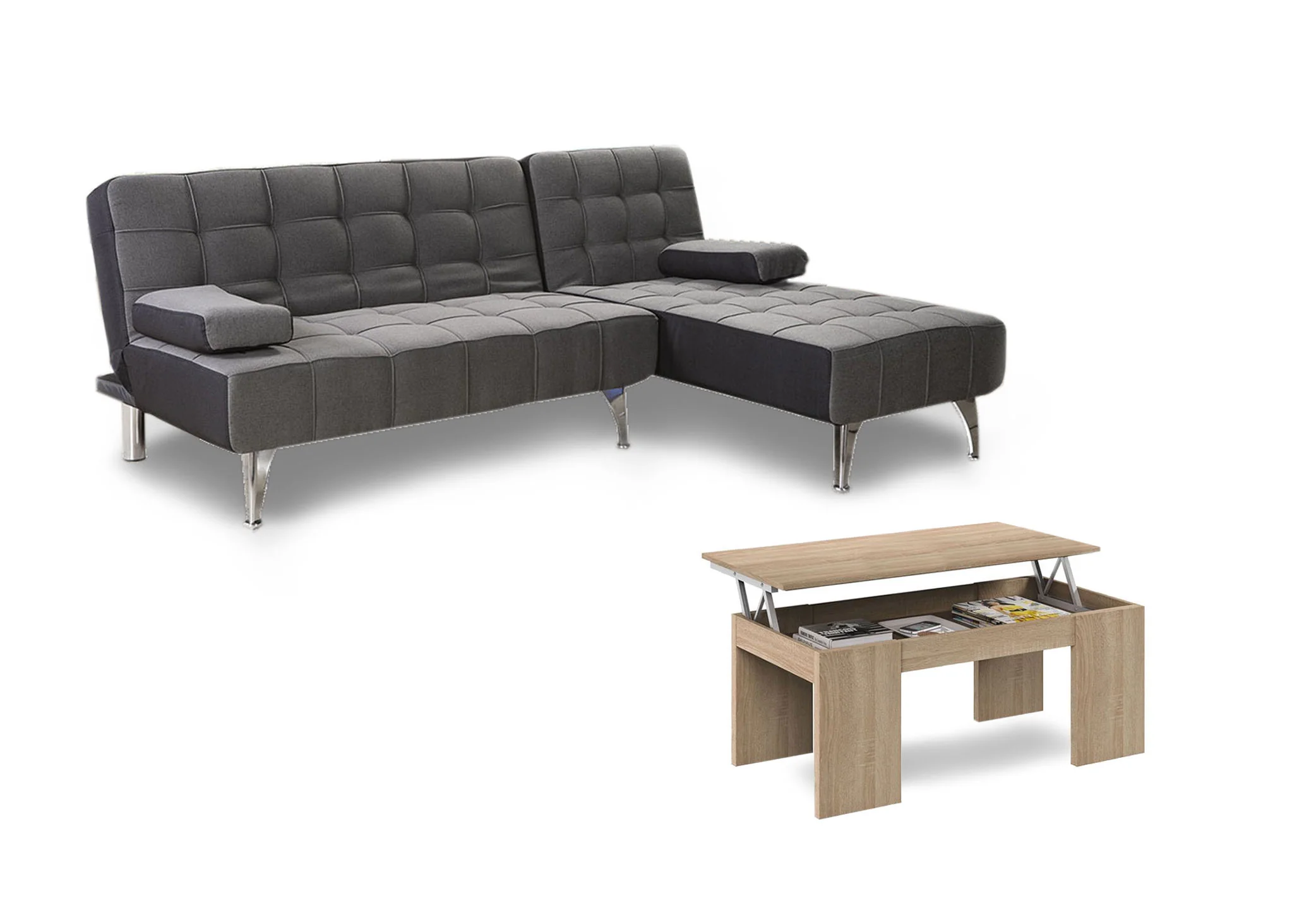Oferta: Sofa Cama Chaise Longue XS + Mesa de Centro Elevable - Image 15