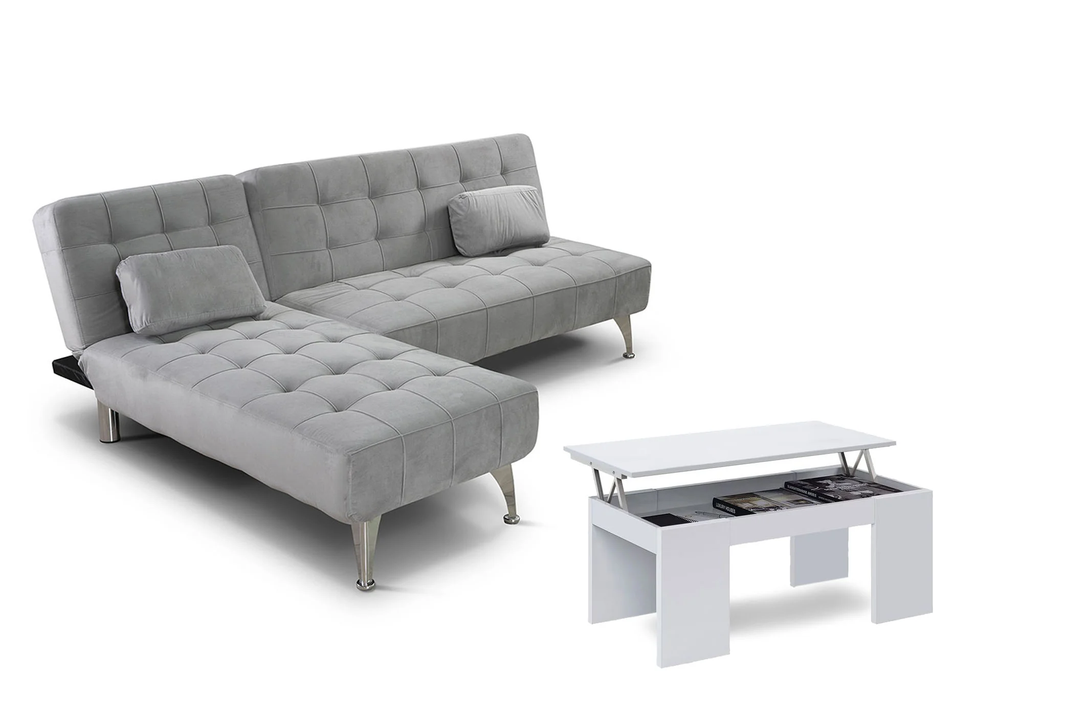 Oferta: Sofa Cama Chaise Longue XS + Mesa de Centro Elevable - Image 16