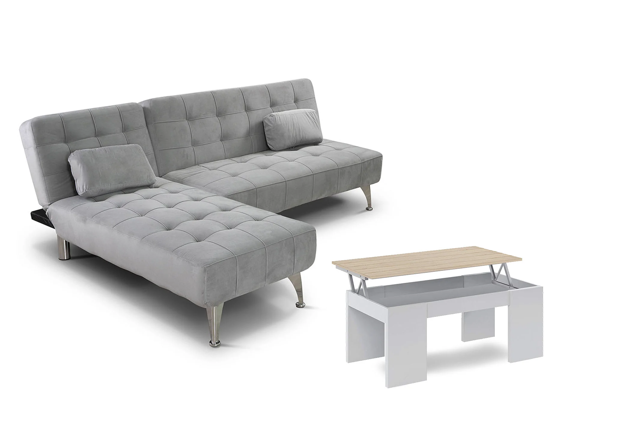 Oferta: Sofa Cama Chaise Longue XS + Mesa de Centro Elevable - Image 17