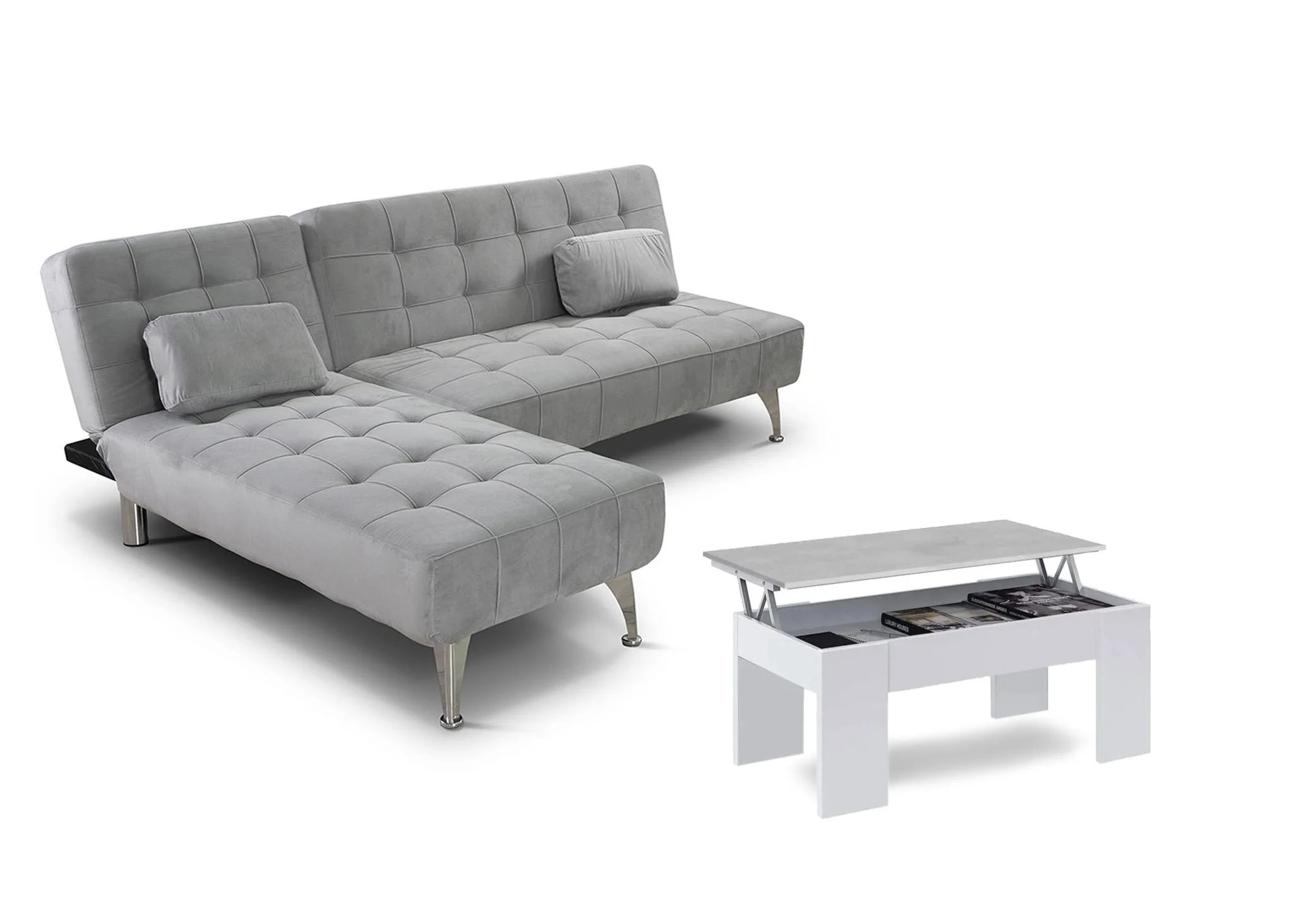 Oferta: Sofa Cama Chaise Longue XS + Mesa de Centro Elevable - Image 18