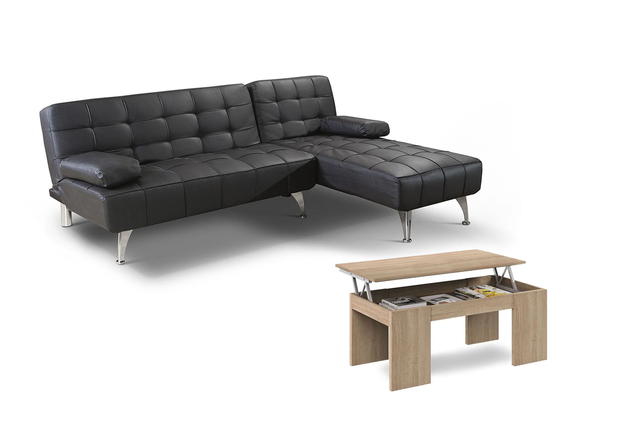 Oferta: Sofa Cama Chaise Longue XS + Mesa de Centro Elevable - Image 23