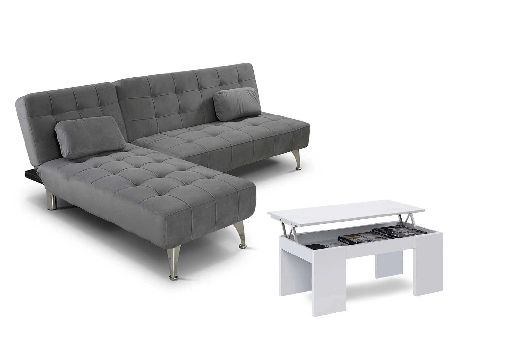 Oferta: Sofa Cama Chaise Longue XS + Mesa de Centro Elevable - Image 24