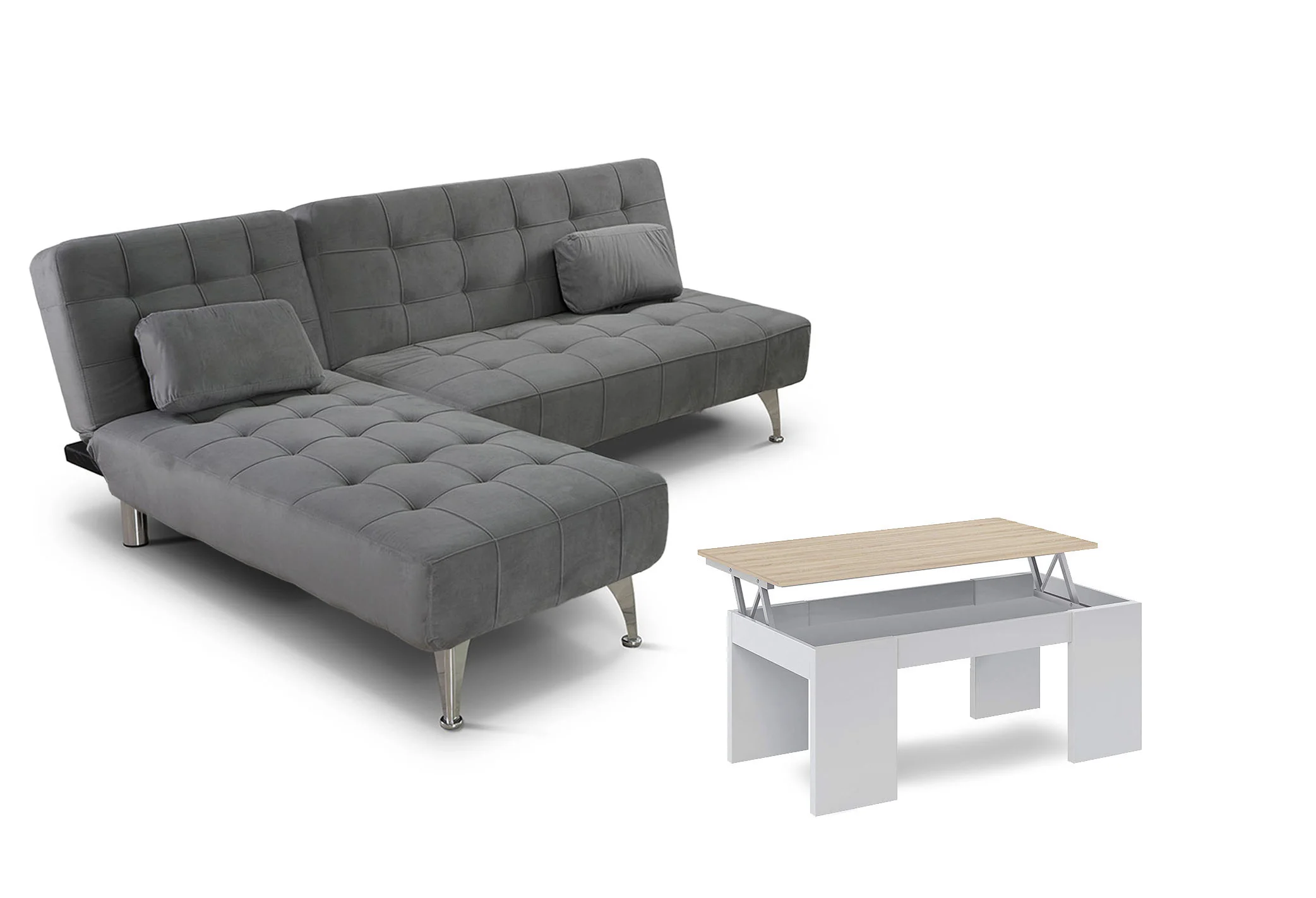 Oferta: Sofa Cama Chaise Longue XS + Mesa de Centro Elevable - Image 25