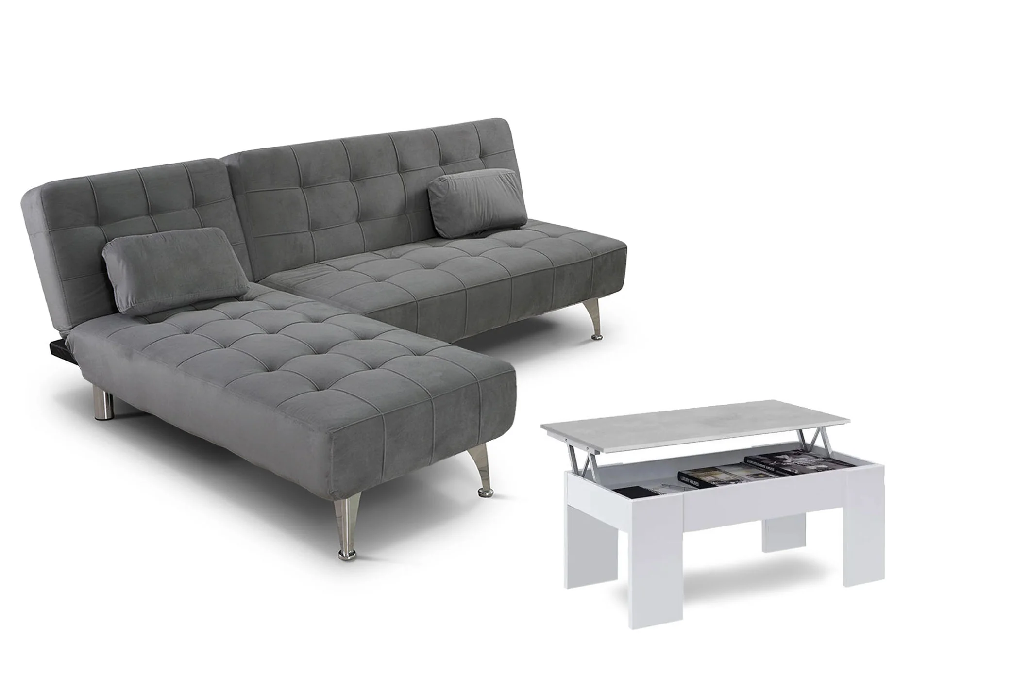 Oferta: Sofa Cama Chaise Longue XS + Mesa de Centro Elevable - Image 26