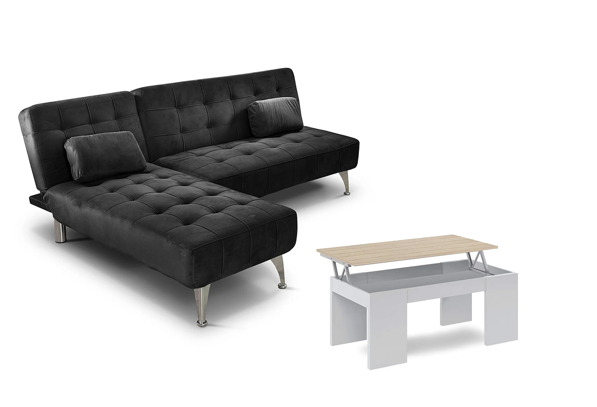 Oferta: Sofa Cama Chaise Longue XS + Mesa de Centro Elevable - Image 5