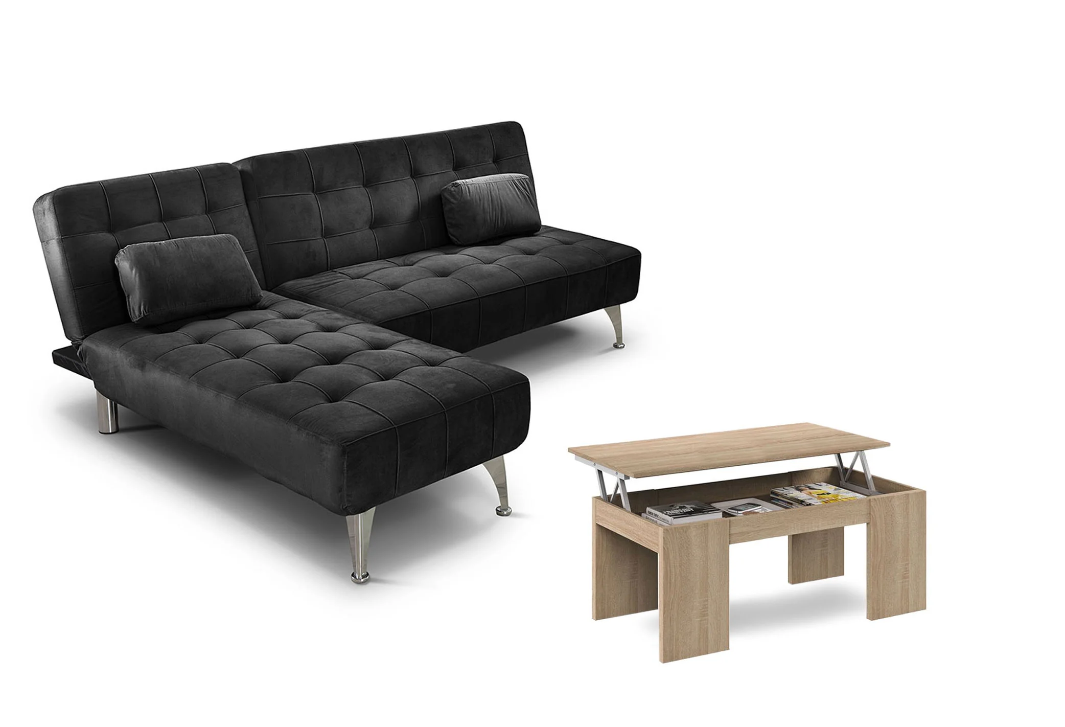 Oferta: Sofa Cama Chaise Longue XS + Mesa de Centro Elevable - Image 7