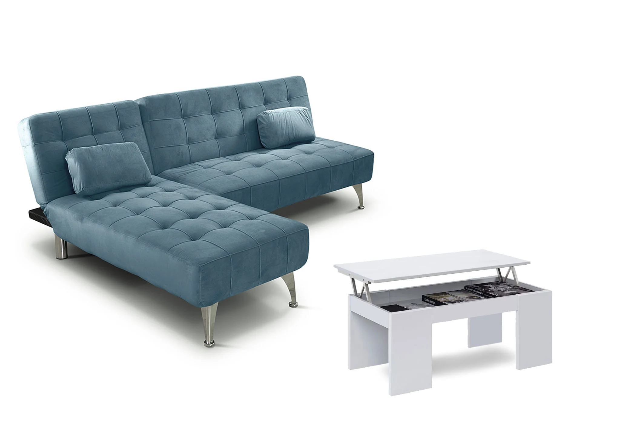 Oferta: Sofa Cama Chaise Longue XS + Mesa de Centro Elevable - Image 8