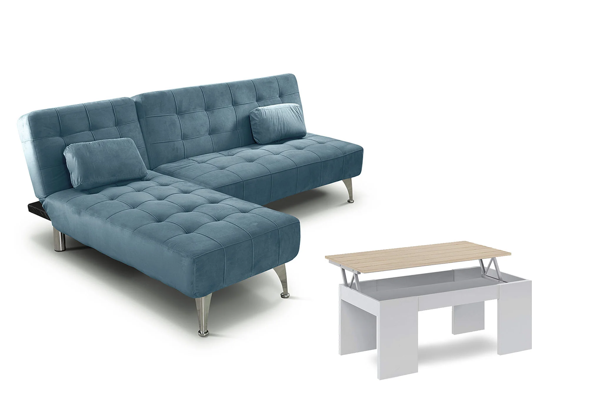 Oferta: Sofa Cama Chaise Longue XS + Mesa de Centro Elevable - Image 9