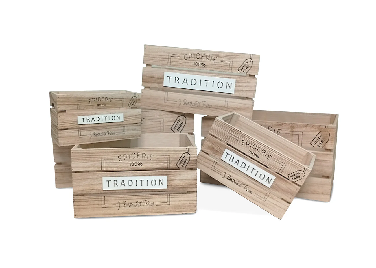 Conjunto de 6 Cestas Estilo Madera Tradition. Almacenaje Decorativo - Image 2