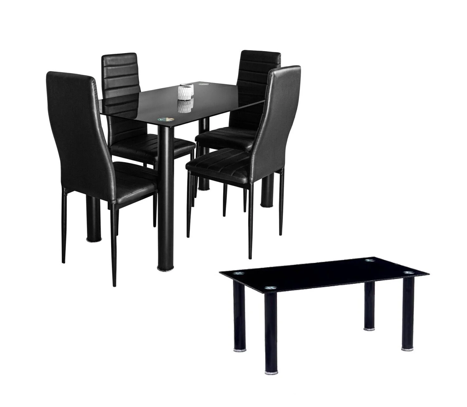 Pack Elegance: Mesa de Cristal Templado + 4 Sillas Polipiel + Mesa de Centro de Cristal Templado - Image 6