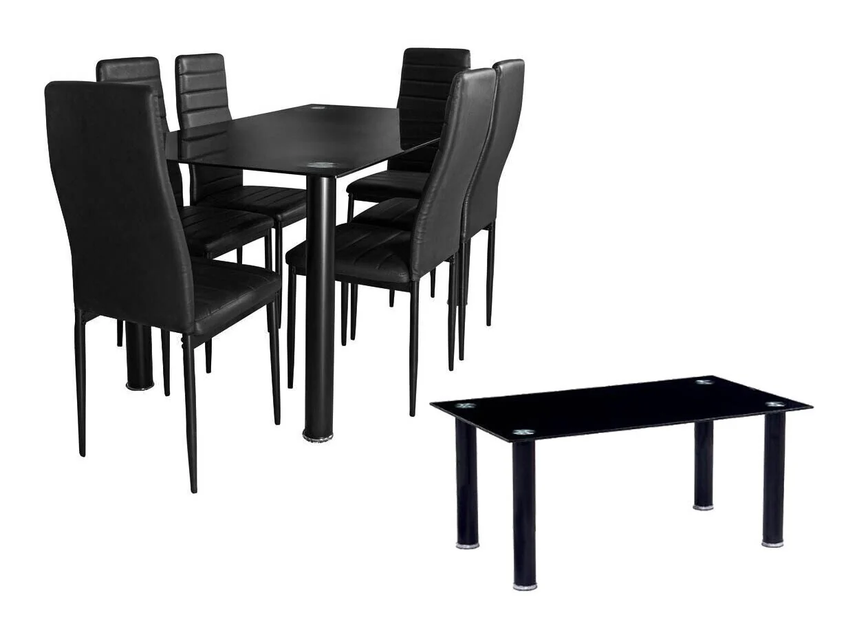Pack Elegance: Mesa de Cristal Templado + 6 Sillas Polipiel + Mesa de Centro de Cristal Templado - Image 6