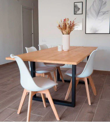 Pack Mesa de Comedor o Cocina Madera Maciza 140cm + Sillas Nordic - Image 2
