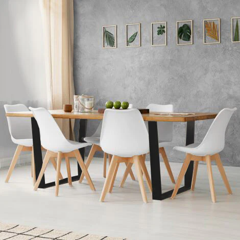 Pack Mesa de Comedor o Cocina Madera Maciza 160cm + Sillas Nordic - Image 2
