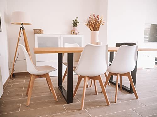 Pack Mesa de Comedor o Cocina Madera Maciza 200cm + Sillas Nordic - Image 2
