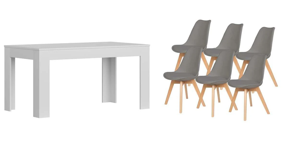 Pack Mesa Extensible de Comedor o Cocina + 6 Sillas Nordic - Image 10