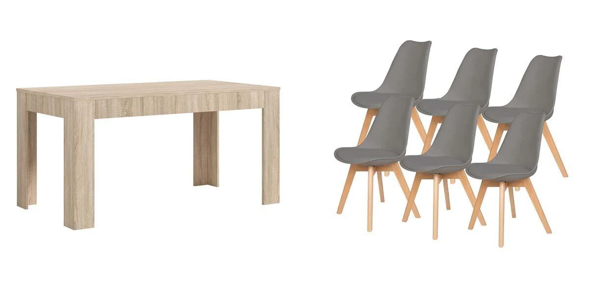 Pack Mesa Extensible de Comedor o Cocina + 6 Sillas Nordic - Image 13
