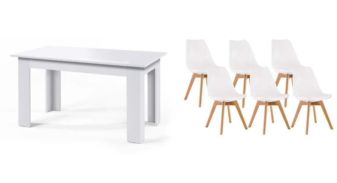 Pack Mesa Fija de Comedor o Cocina + 6 Sillas Nordic - Image 11