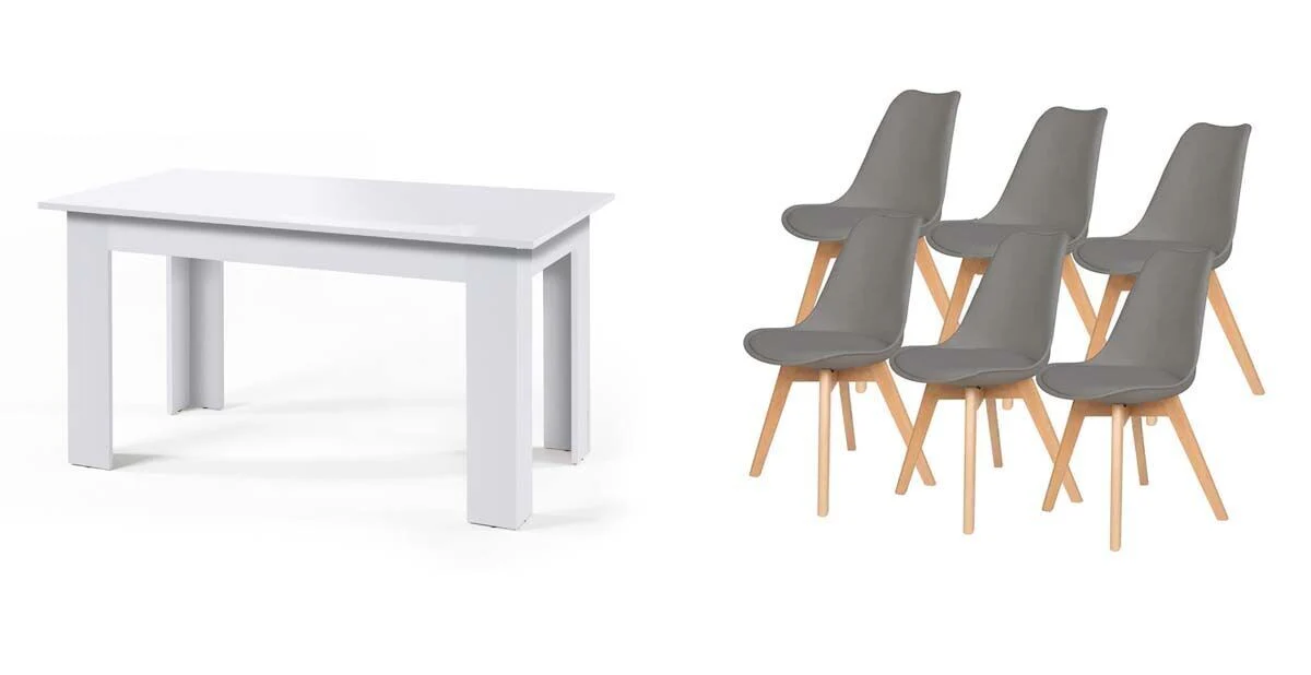 Pack Mesa Fija de Comedor o Cocina + 6 Sillas Nordic - Image 12