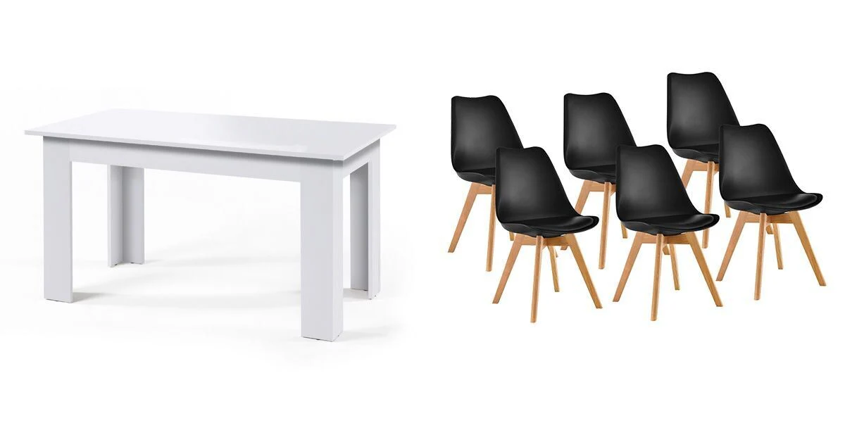 Pack Mesa Fija de Comedor o Cocina + 6 Sillas Nordic - Image 13