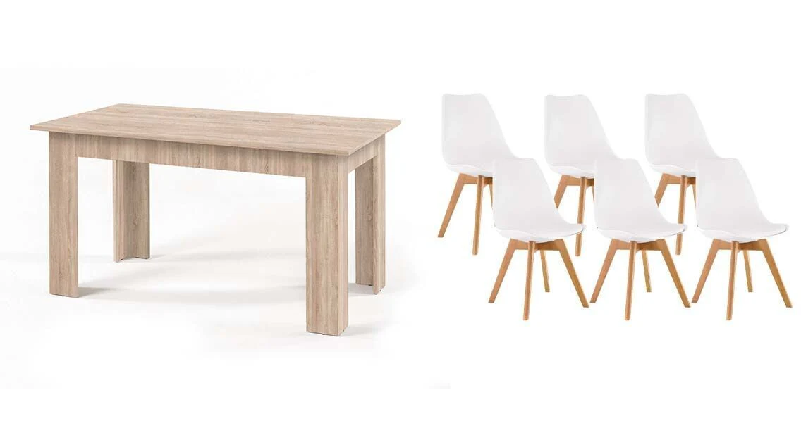 Pack Mesa Fija de Comedor o Cocina + 6 Sillas Nordic - Image 5
