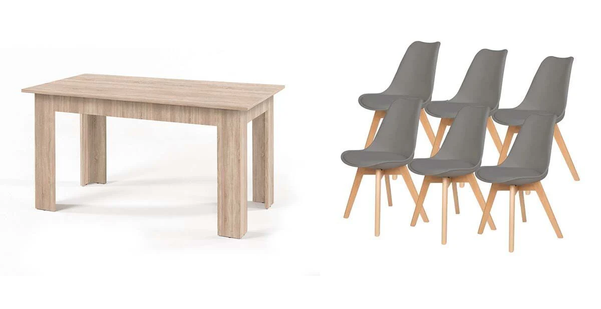 Pack Mesa Fija de Comedor o Cocina + 6 Sillas Nordic - Image 6