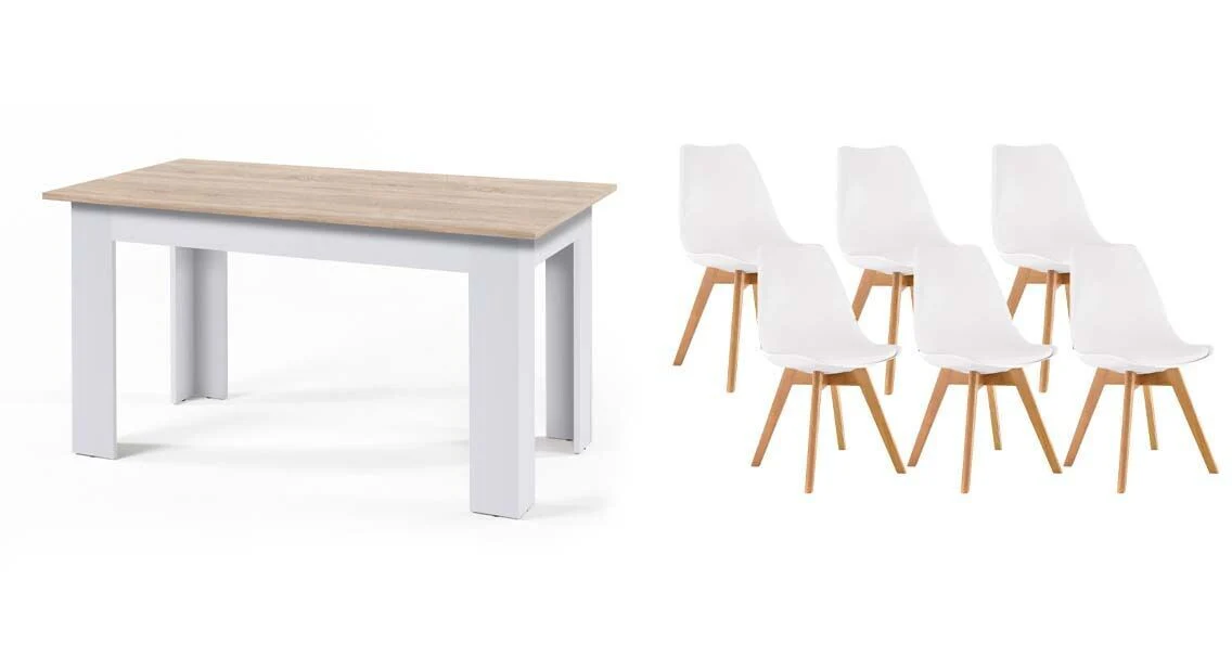 Pack Mesa Fija de Comedor o Cocina + 6 Sillas Nordic - Image 8