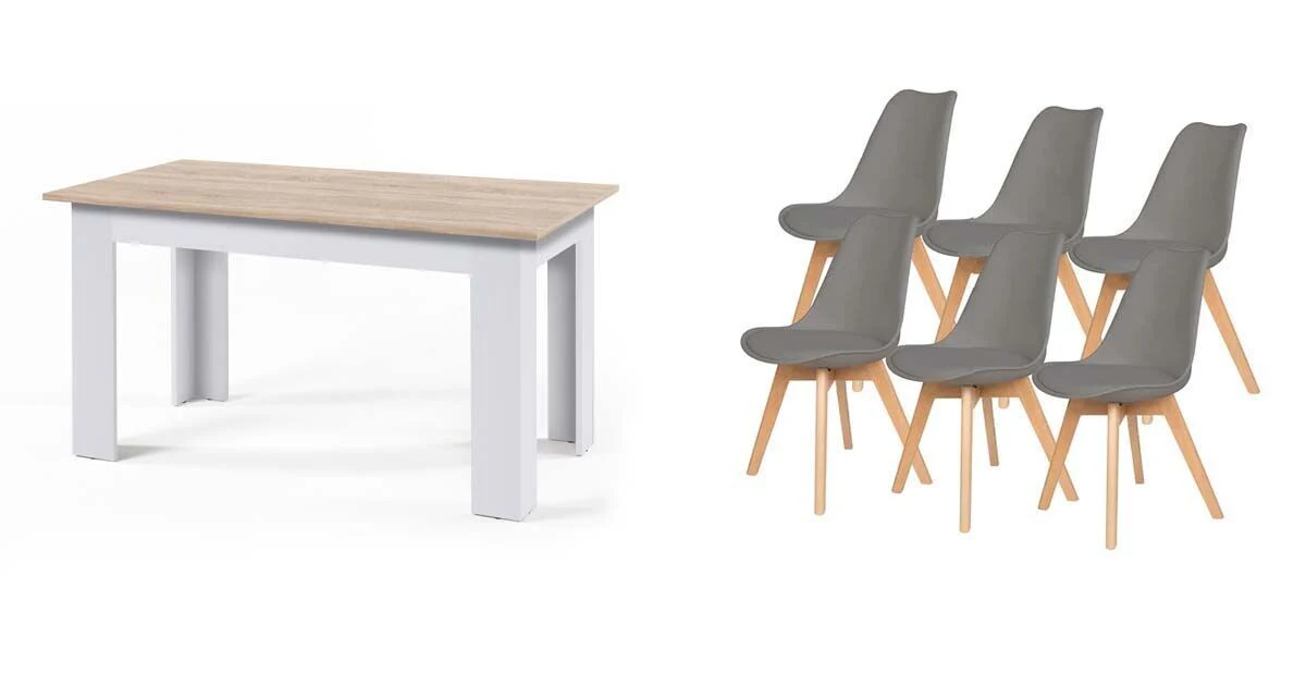 Pack Mesa Fija de Comedor o Cocina + 6 Sillas Nordic - Image 9