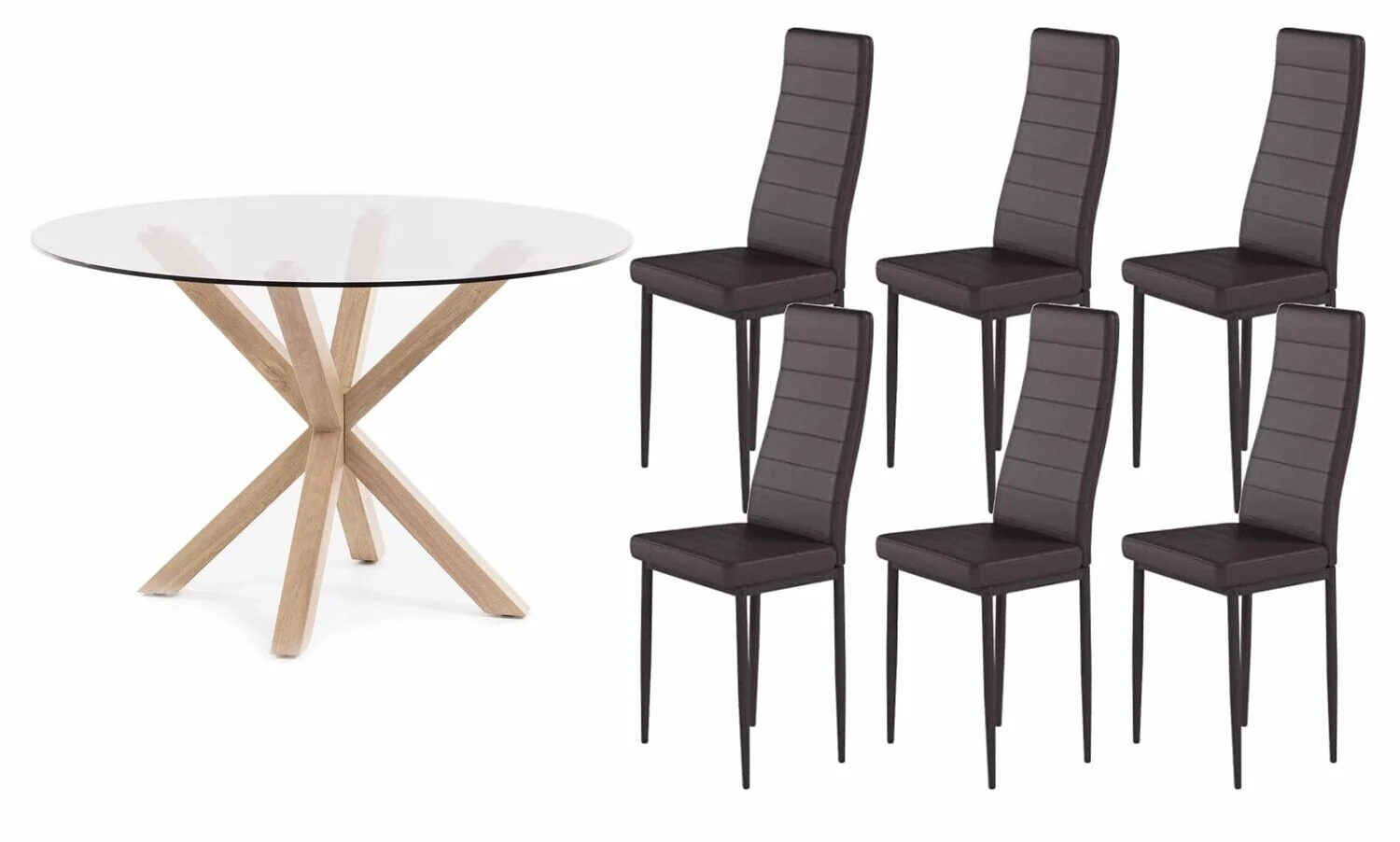 Pack Mesa Redonda de Cristal Templado + Sillas polipiel/metal - Image 10