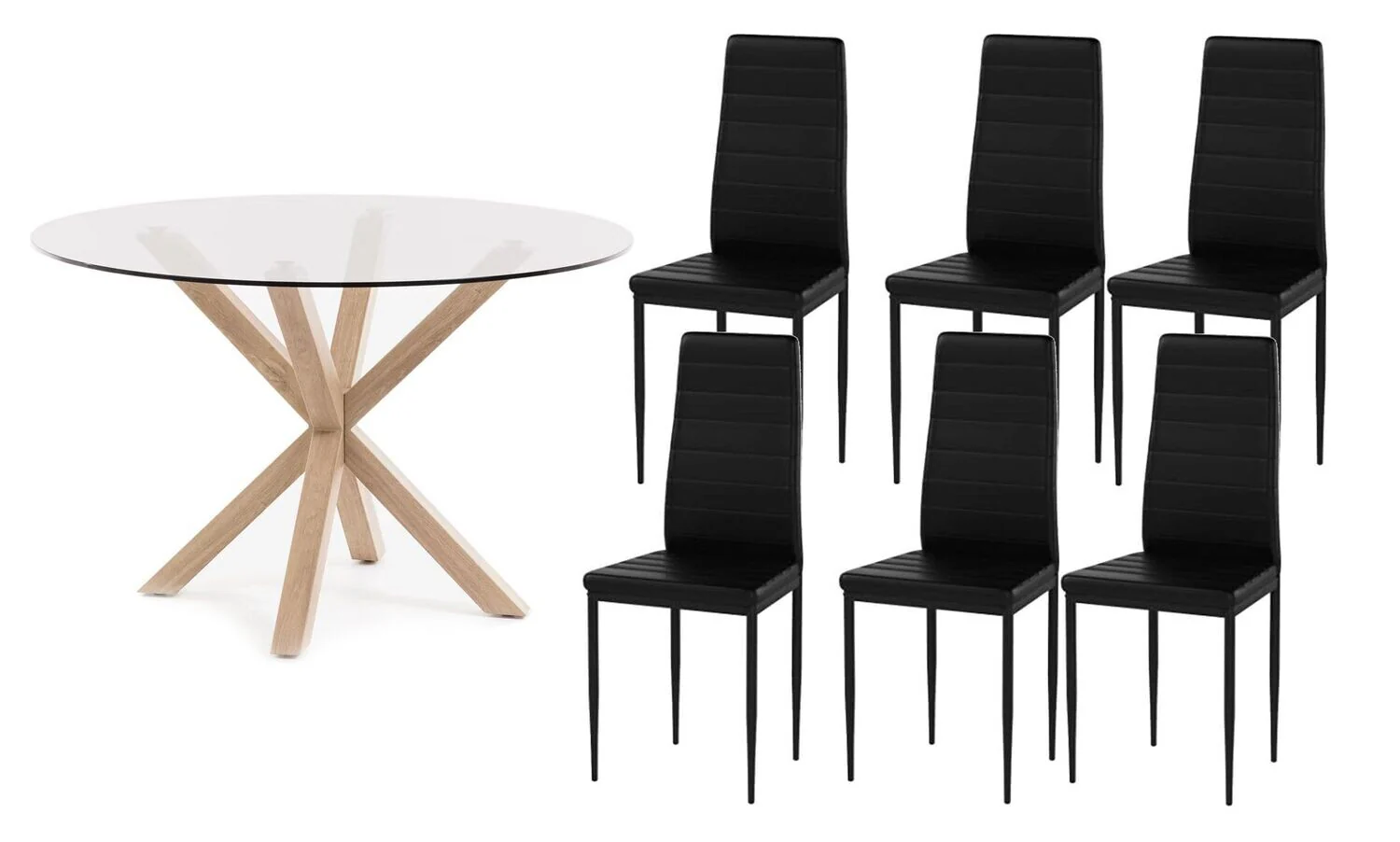 Pack Mesa Redonda de Cristal Templado + Sillas polipiel/metal - Image 11