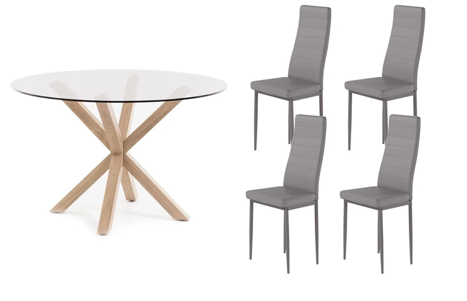 Pack Mesa Redonda de Cristal Templado + Sillas polipiel/metal - Image 15