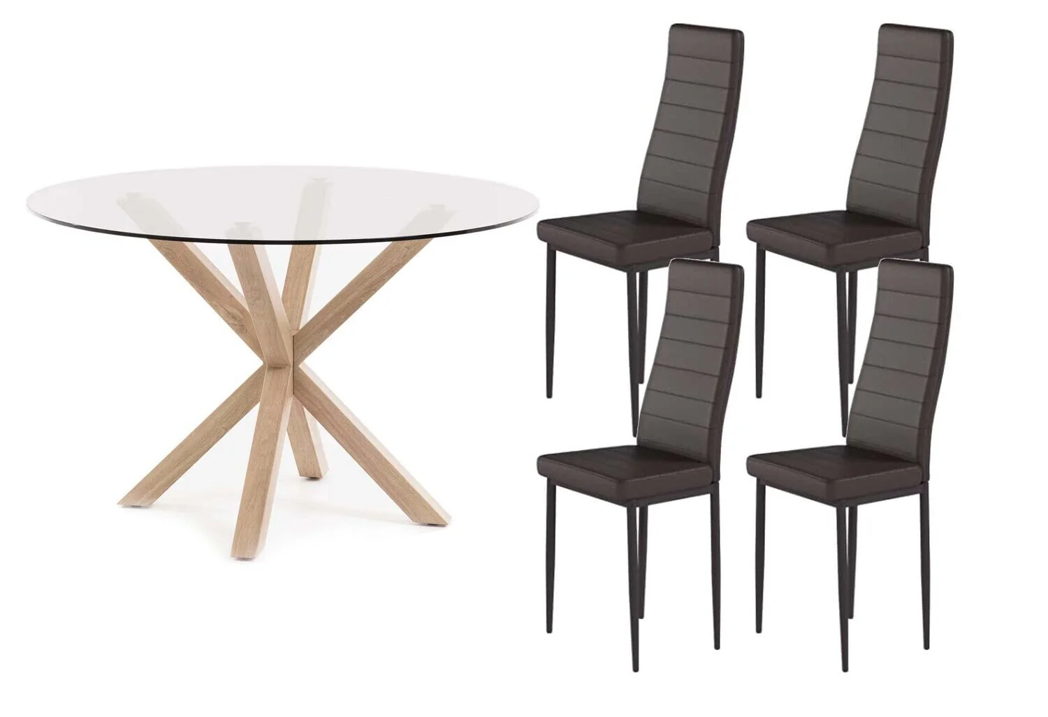 Pack Mesa Redonda de Cristal Templado + Sillas polipiel/metal - Image 17