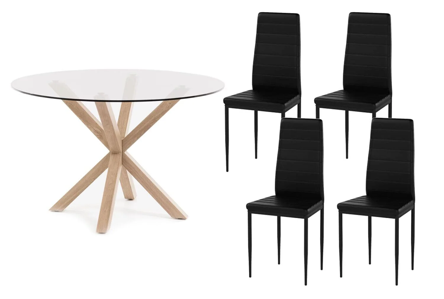 Pack Mesa Redonda de Cristal Templado + Sillas polipiel/metal - Image 19