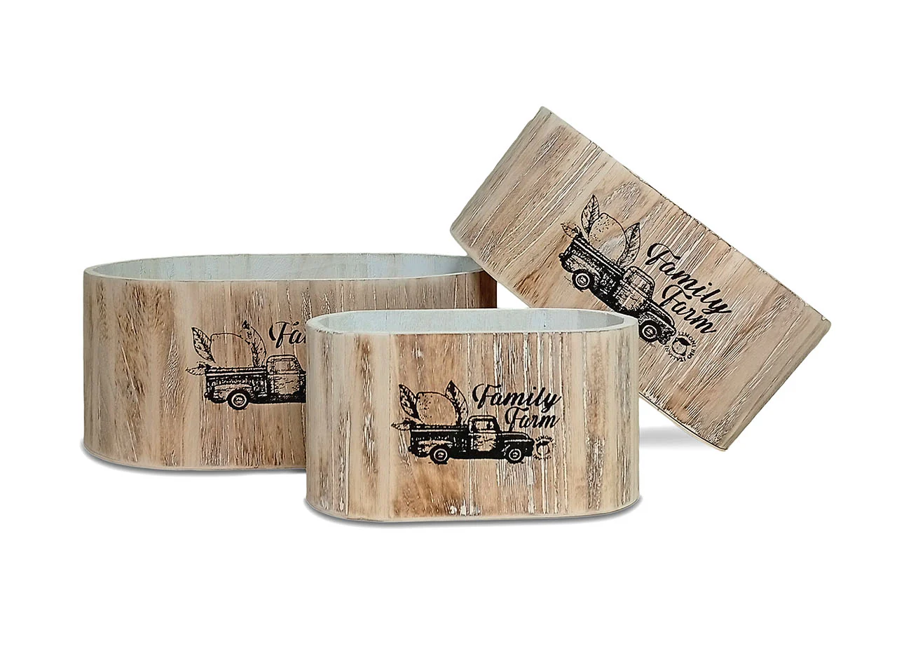 Set de 3 Cajas Estilo Madera Apilables. Almacenaje Decorativo - Image 2
