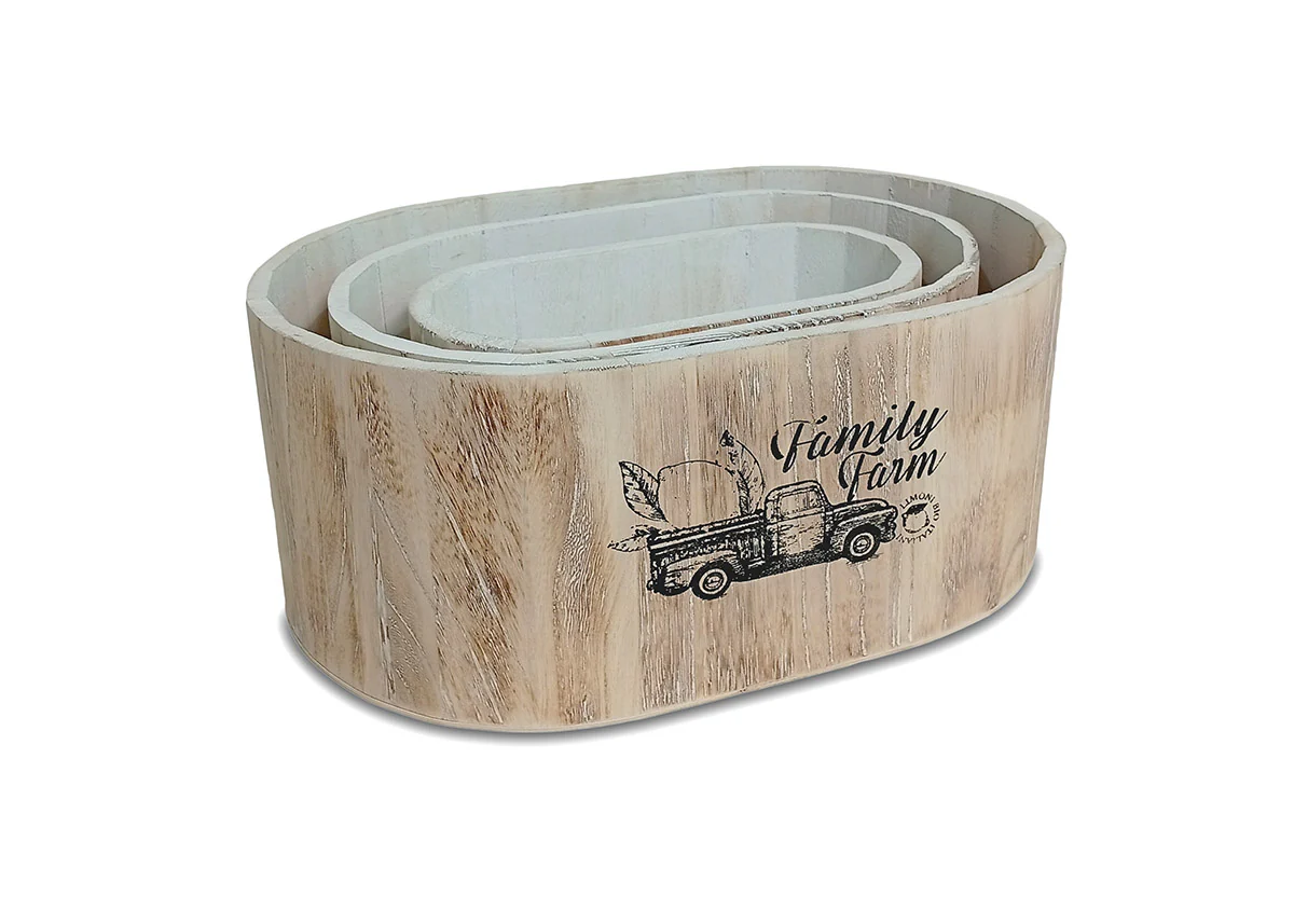 Set de 3 Cajas Estilo Madera Apilables. Almacenaje Decorativo - Image 4