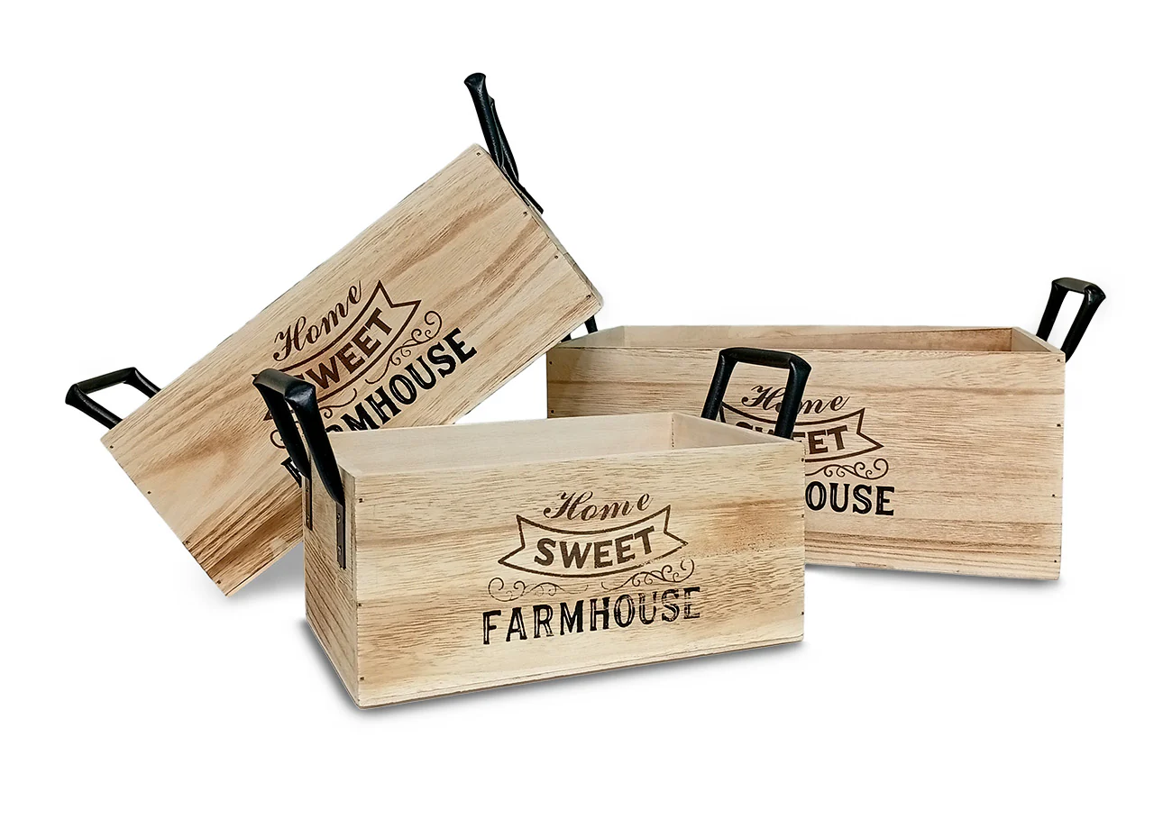 Set de 3 Cajas Estilo Madera Rectangular. Almacenaje Decorativo - Image 4