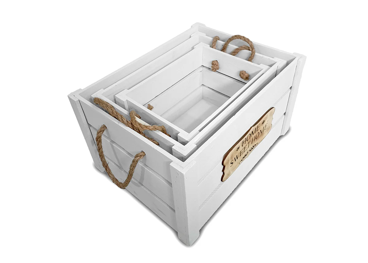 Set De 3 Cestas Organizadoras Apilables Con Asas. Almacenaje Decorativo - Image 4
