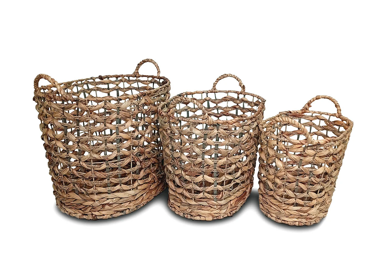 Set de 3 Cestas Redondas de Mimbre con Asas. Almacenamiento Decorativo - Image 2